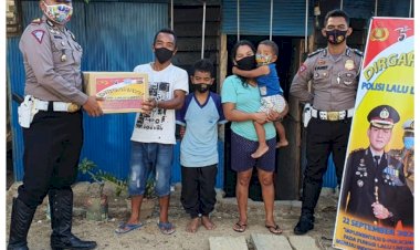 Peringati-Dirgahayu-Ke-65-Polantas,-Sat-Lantas-Polres-Manggarai-Barat-Baksos-ke-Masyarakat-Kurang-Mampu