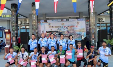Peringati-HUT-Ke-3-Lanal-Labuan-Bajo,-Polres-Mabar-Ikut-Olahraga-Bersama