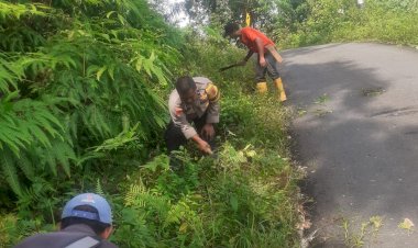 Pererat-Silaturahmi,-Bhabinkamtibmas-Cunca-Lolos-Ajak-Warga-Warsawe-Gotong-Royong-Bersihkan-Lingkungan