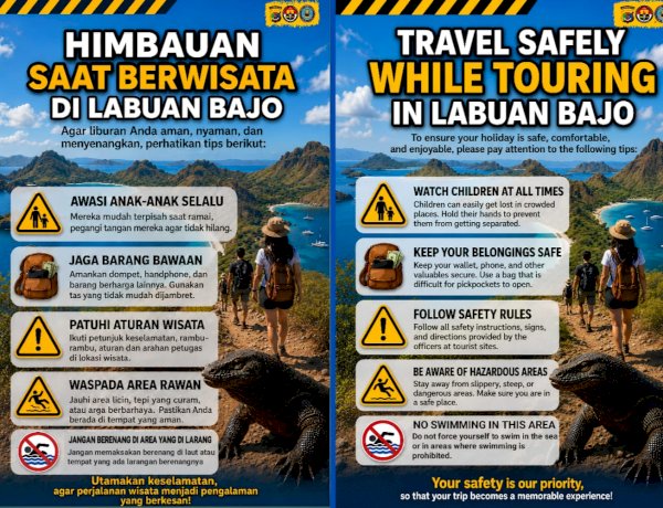 Antisipasi Laka Laut, Sat Pamobvit Polres Manggarai Barat Tebar Imbauan Keselamatan Dwibahasa