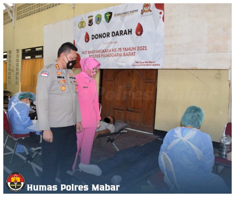 Jelang HUT Bhayangkara Ke-75, Polres Manggarai Barat Gelar Donor Darah Massal