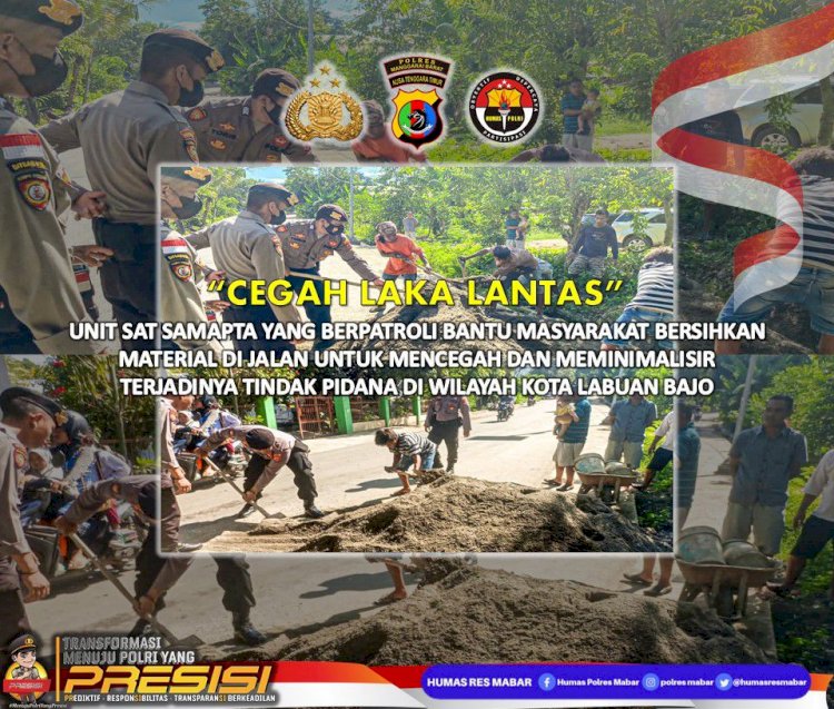 Cegah Lakalantas, Polisi Bantu Masyarakat Bersihkan Material di Jalan