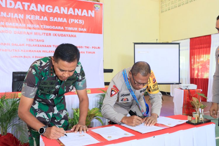 Kapolda NTT dan Pangdam Udayana Teken Perjanjian Kerjasama di Labuan Bajo