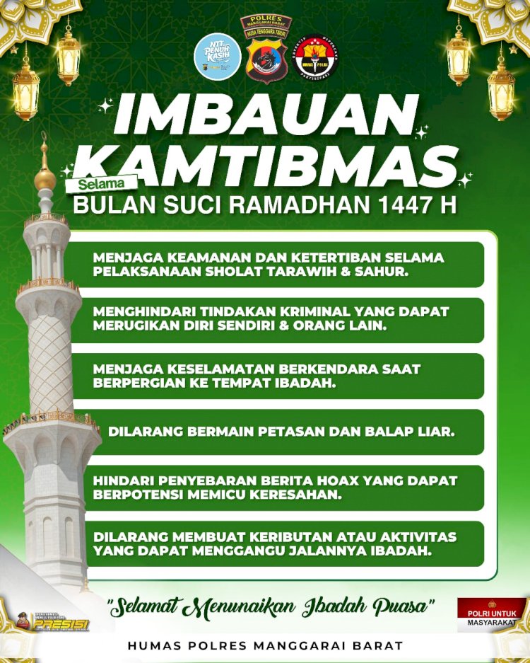 Kapolres Mabar Imbau Warga Jaga Kekhusyukan Selama Bulan Suci Ramadhan 1447 H