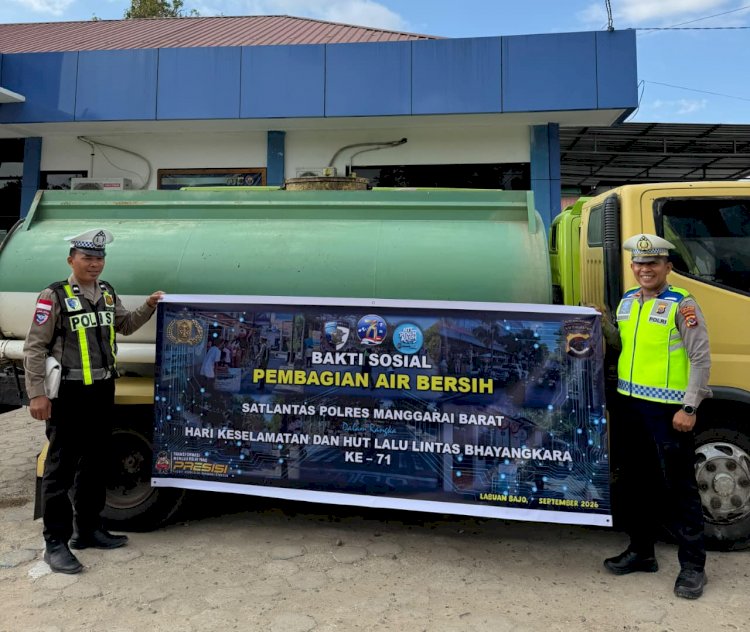 Jelang HUT Ke 71, Satlantas Polres Mabar Redam Krisis Air Pascagempa dan Kemarau di Labuan Bajo