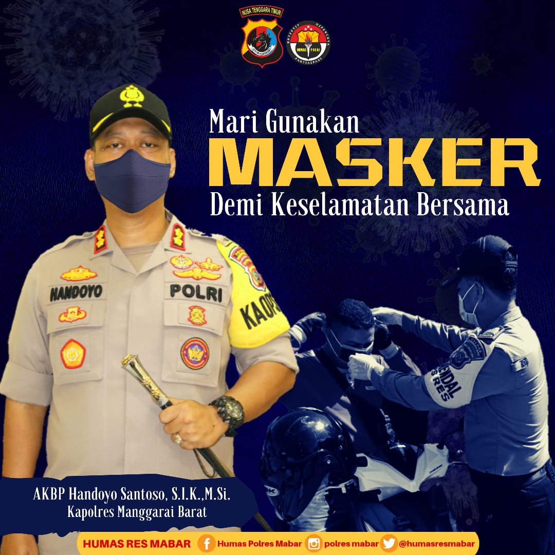 Putus Mata Rantai Virus Corona, Kapolres Mabar Ajak Masyarakat Pakai Masker